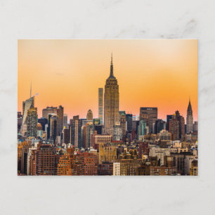 CARTE POSTALE MANHATTAN SKYLINE À SUNSET, NEW YORK, USA