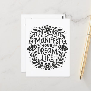 Carte Postale Manifeste votre vie de rêve affirmation spirituell