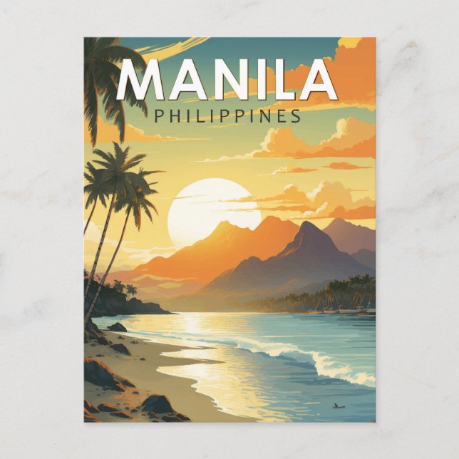 Carte Postale Manille Philippines Travel Art Vintage (Devant)