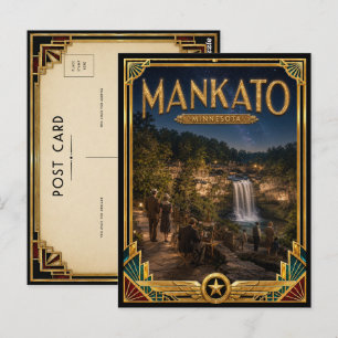 Carte Postale Mankato Minnesota Art Déco vintage de l'âge d'or