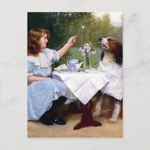 Carte Postale Mannequins de table victorienne pour animal de com