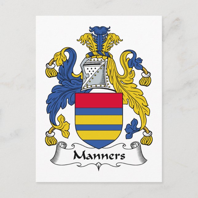 Carte Postale Manners Family Crest (Devant)