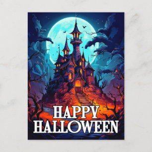 Carte Postale Manoir déplaisant hanté   Bonne Halloween