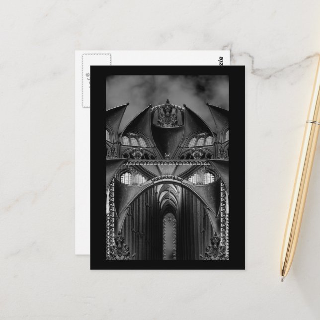 Carte Postale Manoir gothique (Devant/Arrière en situation)