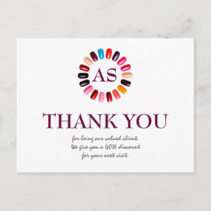 Carte Postale Manucure Clou Salon Simple Merci blanc Coupon
