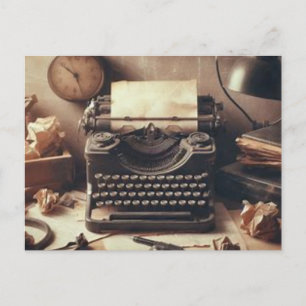 Carte Postale Manuelle Vintage Machine à écrire Brown Sepia