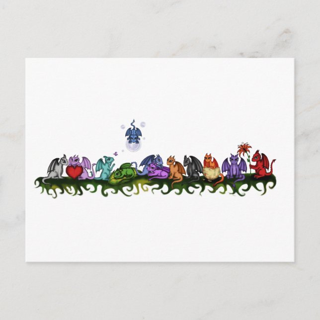 Carte Postale many cute dragons (Devant)