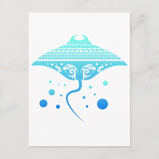 Carte Postale Maori Batoidea Stingray Tribal Tattoo Idée cadeau (Devant)
