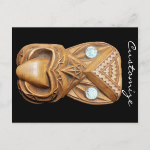 Carte Postale Maori sculptée Tiki Face Thunder_Cove