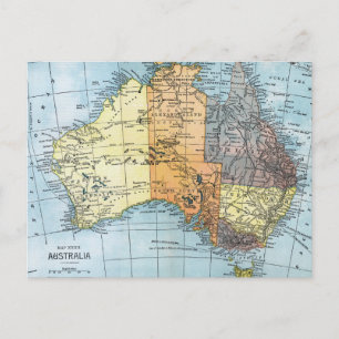 Carte Postale MAP : AUSTRALIE, c1890