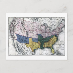 CARTE POSTALE MAP : CIVIL WAR, 1864