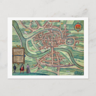 Carte Postale Map of Bristol, from 'Civitates Orbis Terrarum' by