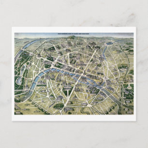 Carte Postale Map of Paris during the period of the Grands