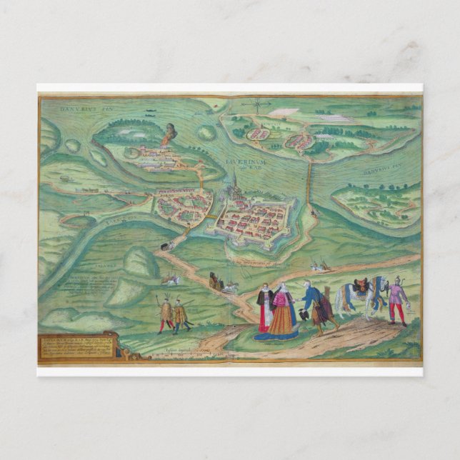 Carte Postale Map of Raab, from 'Civitates Orbis Terrarum' by Ge (Devant)