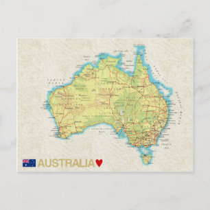 Carte Postale MAP POSTCARDS ♥ Australie