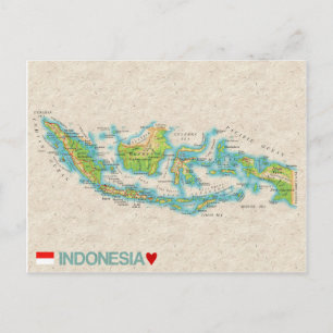 Carte Postale MAP POSTCARDS ♥ Indonésie