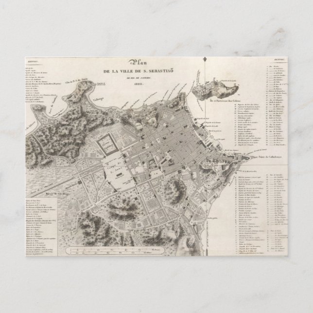 Carte Postale Mapa da cidade do Rio de Janeiro (1820) (Devant)