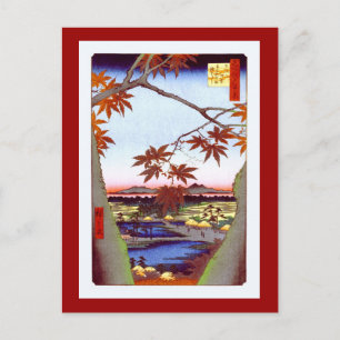 Carte Postale Maple Trees Tekona Hiroshige Vintage japonais