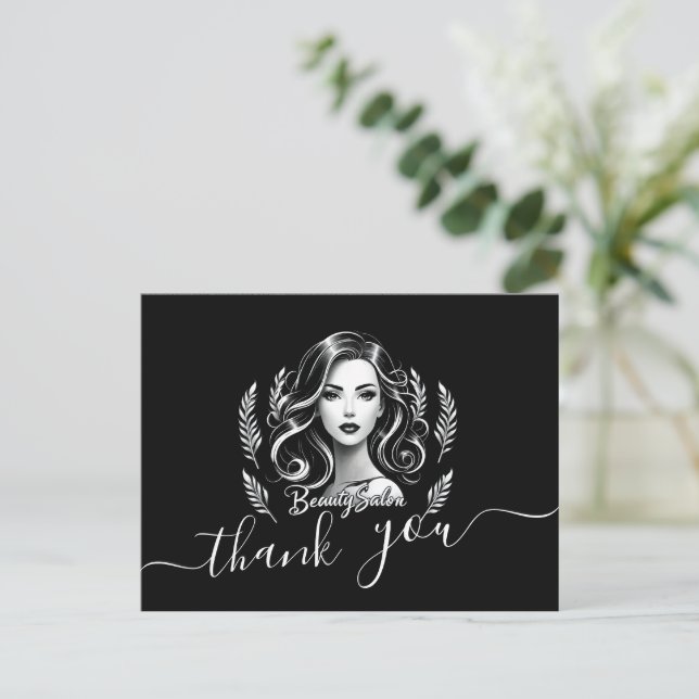 Carte Postale Maquillage Artiste Coiffure Stylo moderne Noir Bla (Debout devant)