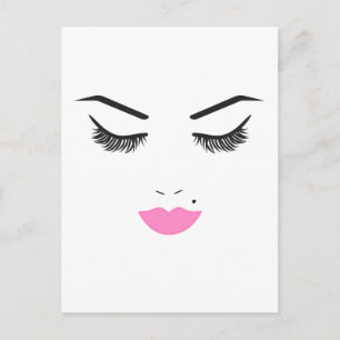 Carte Postale Maquillage de beauté visage cils et lèvres roses S