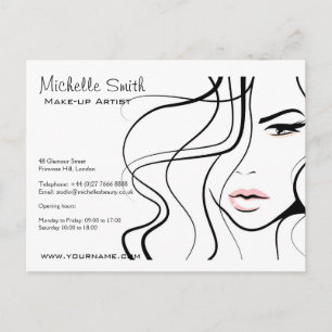 Carte Postale Maquillage féminin minimaliste noir et blanc éléga