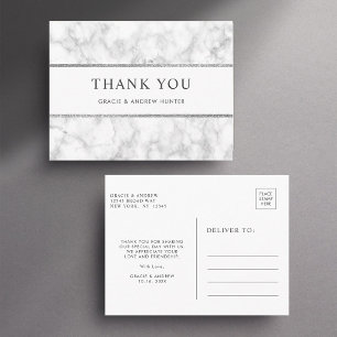 Carte Postale Marbre blanc moderne Merci Parties scintillant arg
