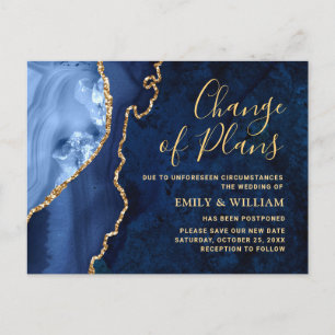 Carte Postale Marbre doré moderne Changement de date reporté