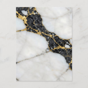 Carte Postale Marbre Luxe Noir Blanc Or