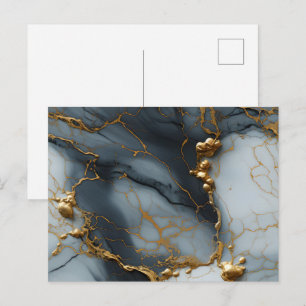 Carte Postale Marbre Onyx Fumé avec Veines Dorées