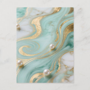 Carte Postale Marbre Turquoise Perle Or Tourbillon
