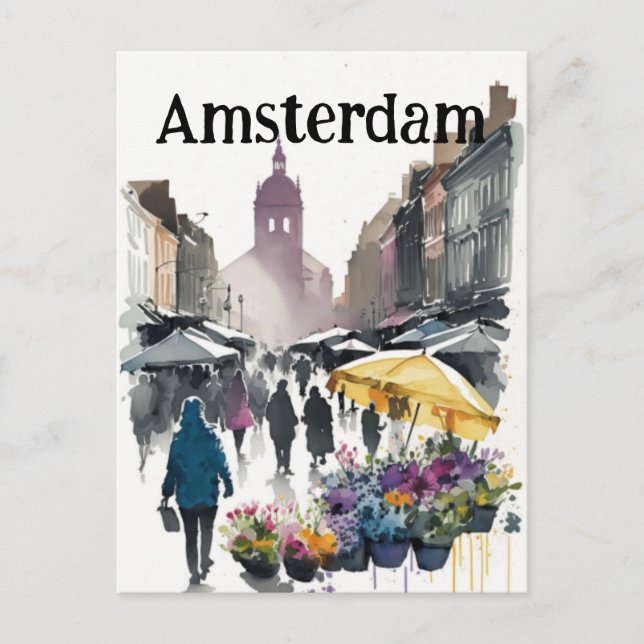 Carte Postale Marché aux fleurs d'Amsterdam (Devant)