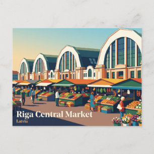 Carte Postale Marché central de Lettonie