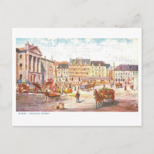 Carte Postale Marché Champlain vintage à Québec, Canada,