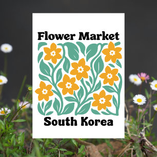 Carte Postale Marché de fleurs de Corée du Sud Fleurs jaunes Flo