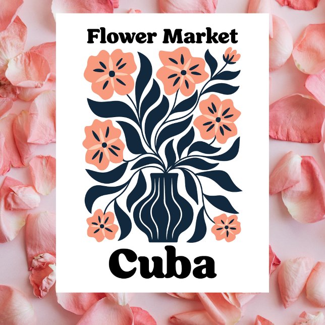 Carte Postale Marché de fleurs de Cuba Pot de fleurs et feuillag (Cuba Flower Market Potted Blossom & Dark Foliage Postcard)