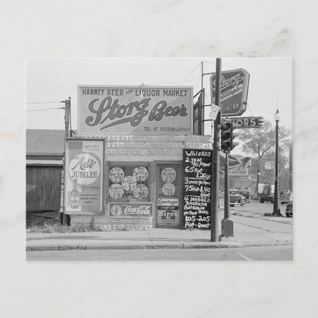 Carte Postale Marché de la bière et de l'alcool, 1938 (Devant)