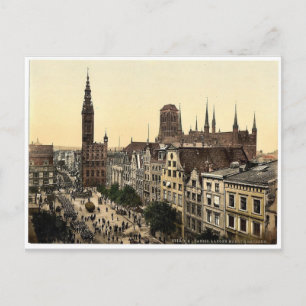 Carte Postale Marché de Langen et palais de justice, Danzig, Pru