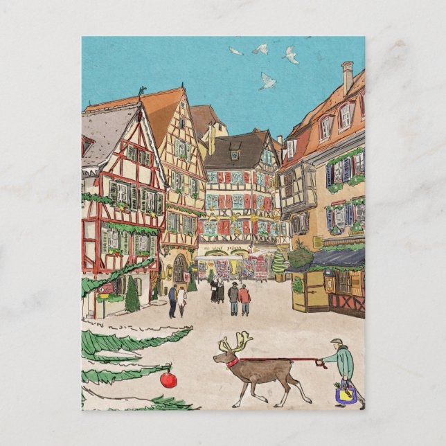 Carte Postale Marché de Noël Strasbourg France d'inspiration rét (Devant)