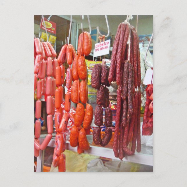 Carte Postale Marché de saucisses à Lima (Devant)