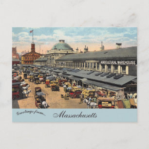 Carte Postale Marché Faneuil et marché Quincy vintage Boston MA