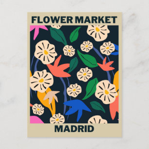 Carte Postale Marché Fleur Tropical Coloré Rétro Madrid