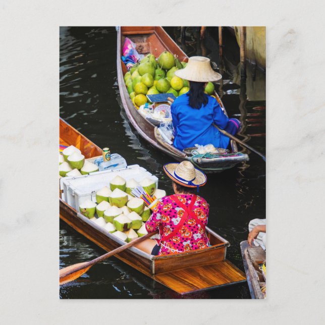 Carte Postale Marché flottant à Bangkok (Devant)