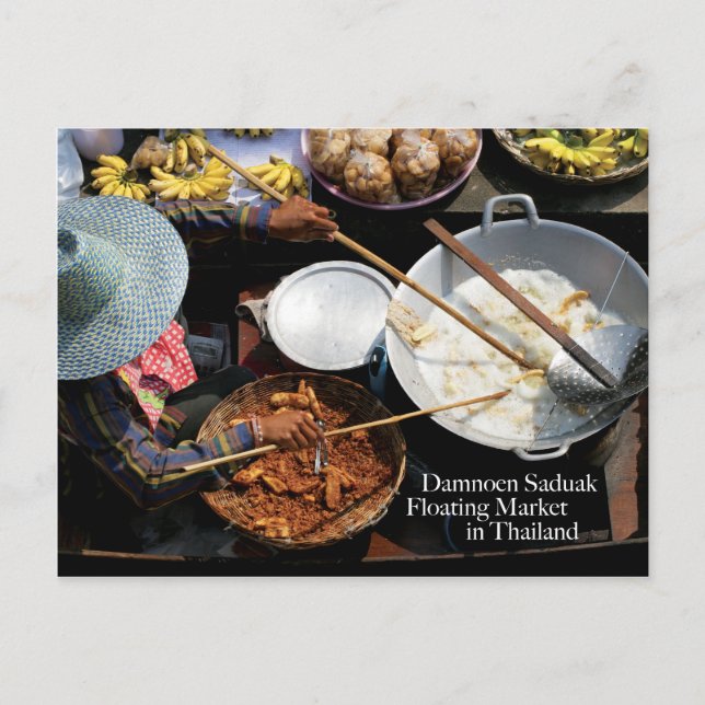 Carte Postale Marché flottant Damnoen Saduak en Thaïlande (Devant)