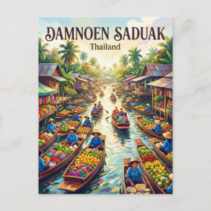 Carte Postale Marché flottant de Damnoen Saduak Thaïlande