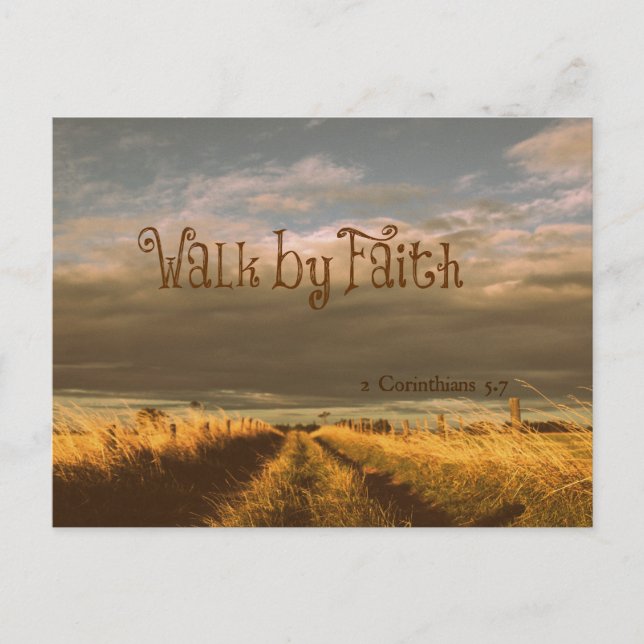 Carte Postale Marche par la foi Bible Verse Écriture (Devant)