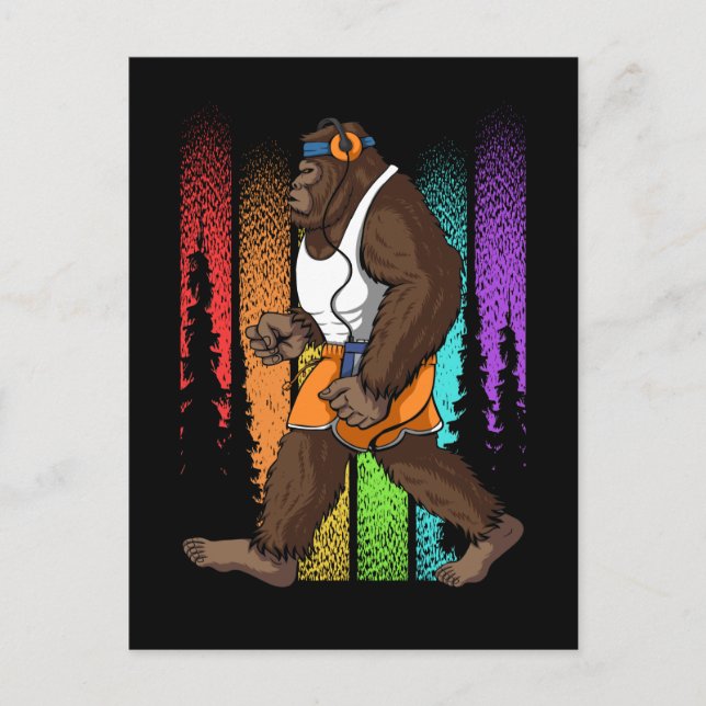 Carte Postale Marche Rétro Bigfoot Étrange (Devant)
