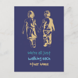 Carte Postale Marcher l'un l'autre maison citation Enfants migno