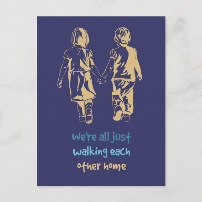 Carte Postale Marcher l'un l'autre maison citation Enfants migno (Devant)