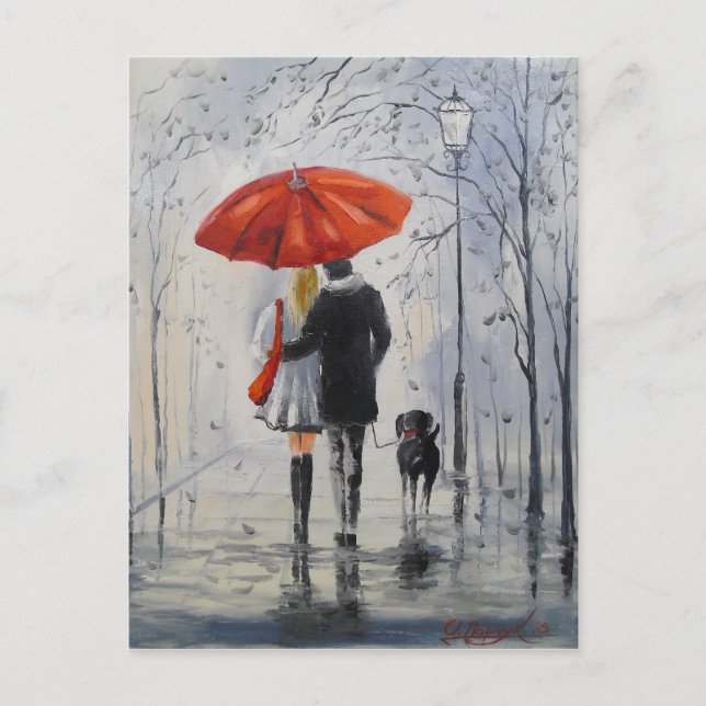 Carte Postale Marcher sous la pluie (Devant)