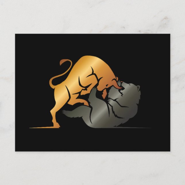 Carte Postale Marchés Stocks Bull et Ours sur mesure (Devant)